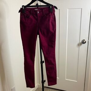 Old Navy Rockstar Super Skinny Jeans Size 2 Burgundy Mid Rise Stretch Jegging